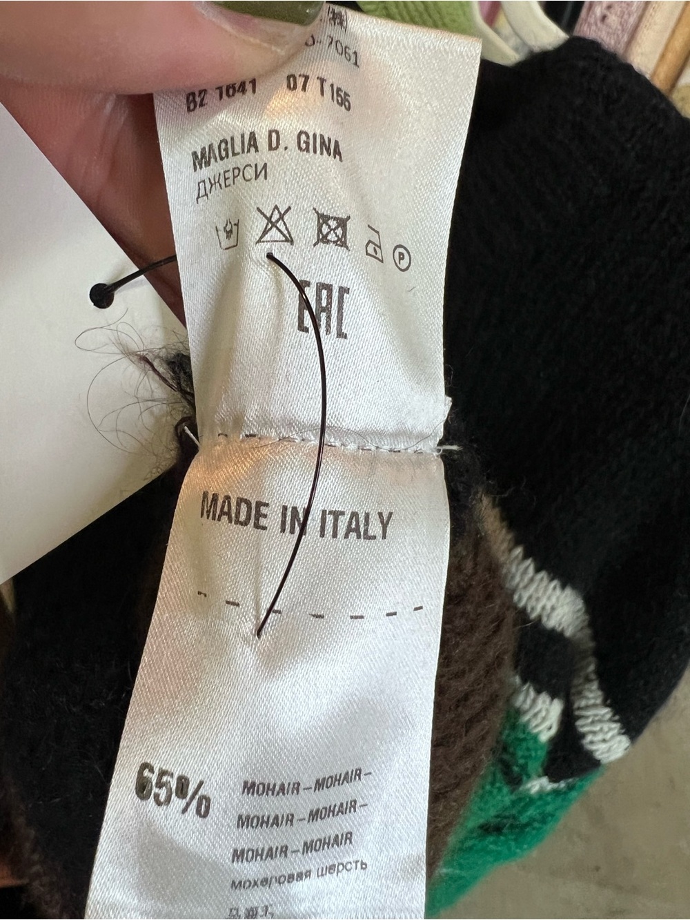 TELA Gina Mohair and Wool Blend Striped Made in Italy Luxury Crewneck Sweater, S - Picture 13 of 15